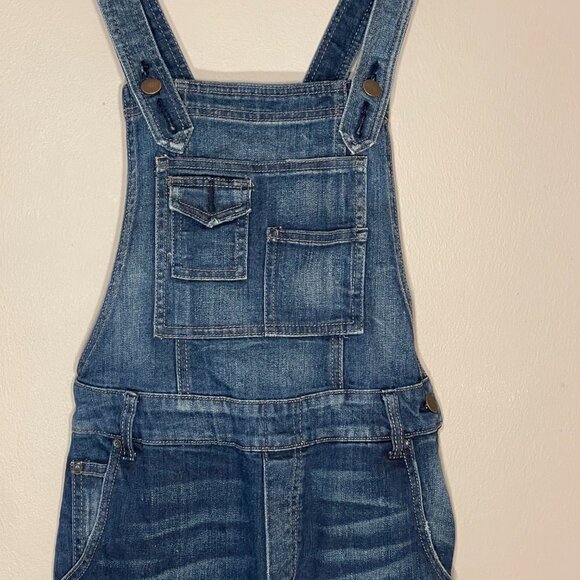 Women's 26 Free People Distressed Skinny Overalls Skinny Distressed Bibs - Picture 5 of 12
